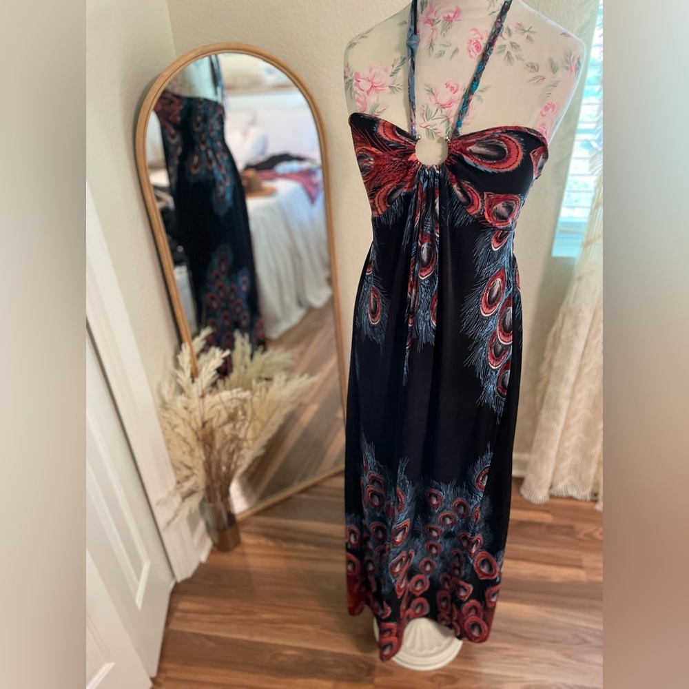 Black peacock dress